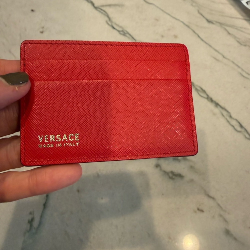 Versace Scarlet Medusa Insignia Leather Card Holder - Picture 3 of 7